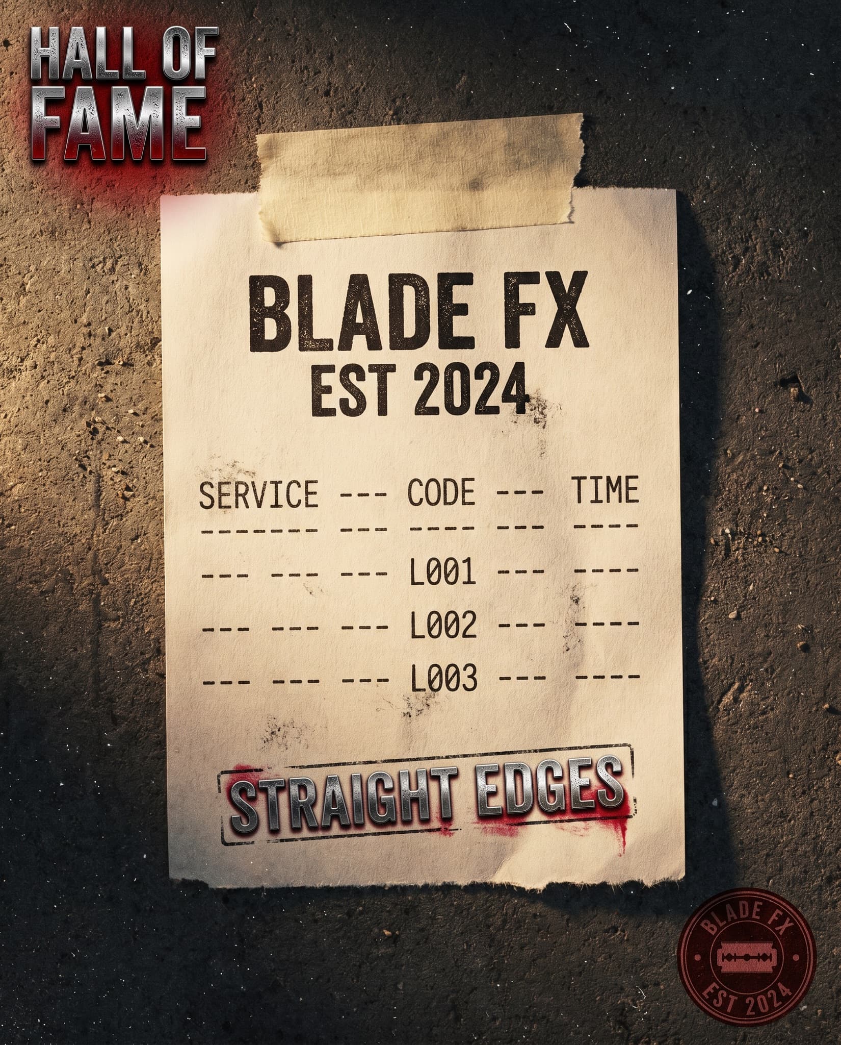 Blade FX Hall of Fame Straight Edges barber graphic
